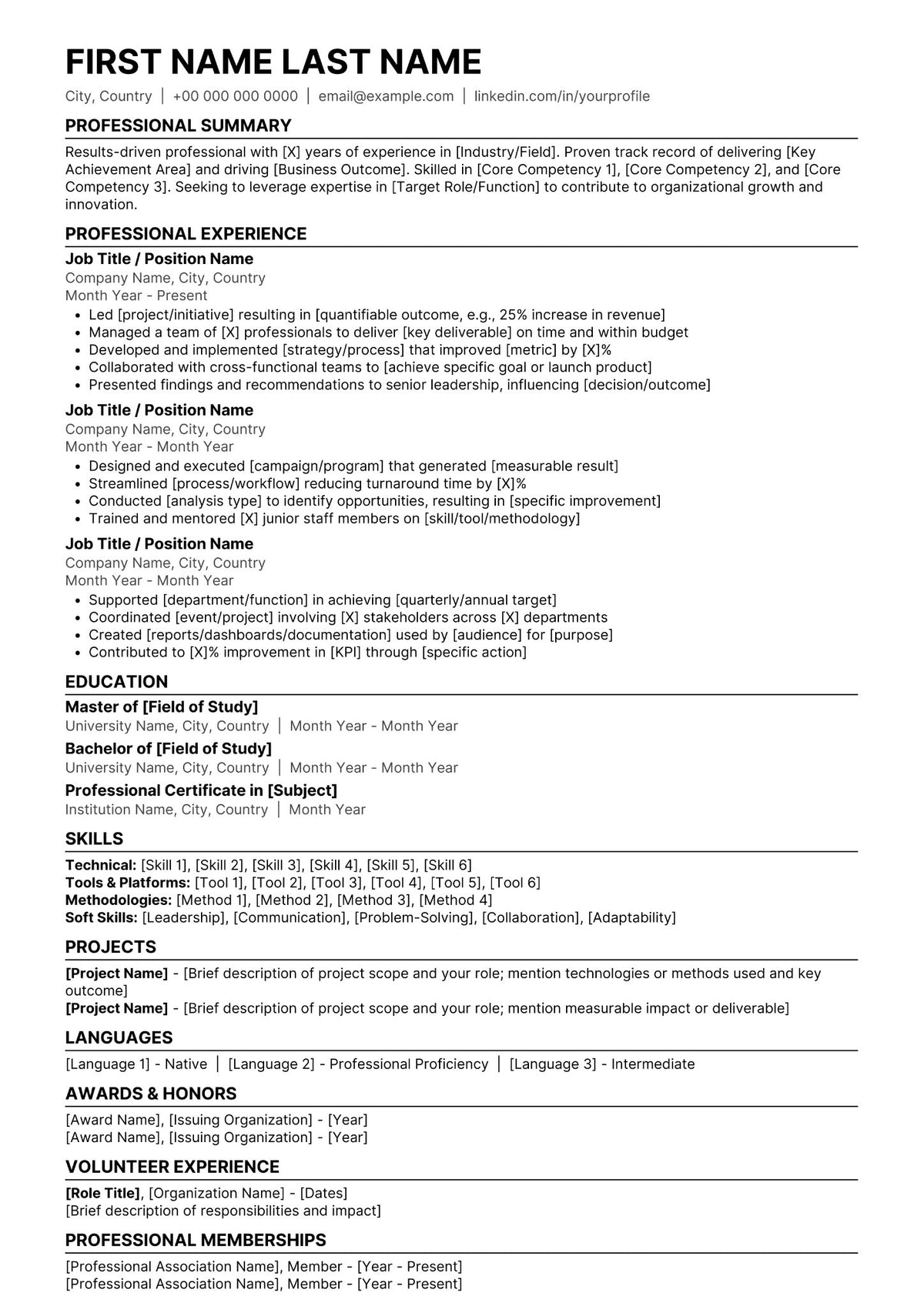 ATS-Friendly Professional Resume Template – Clean CV Design